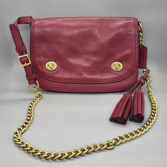 COACH Legacy Leather Double Gusset Flap in Deep Port - Picture 1 of 16